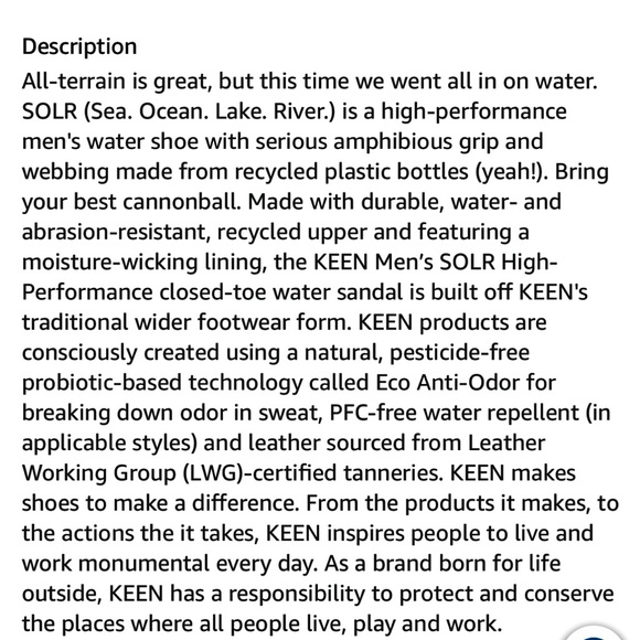 KEEN men’s closed toe water shoe in Size 8 men’s. main image 2